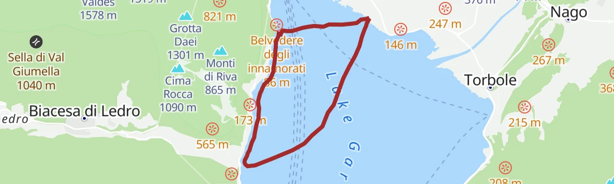 Route map: Sup Tour Ponale Waterfall
